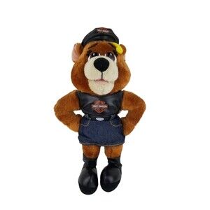 Harley Davidson Motorcycle Plush Teddy Bear in pleather Skirt Retro 1998